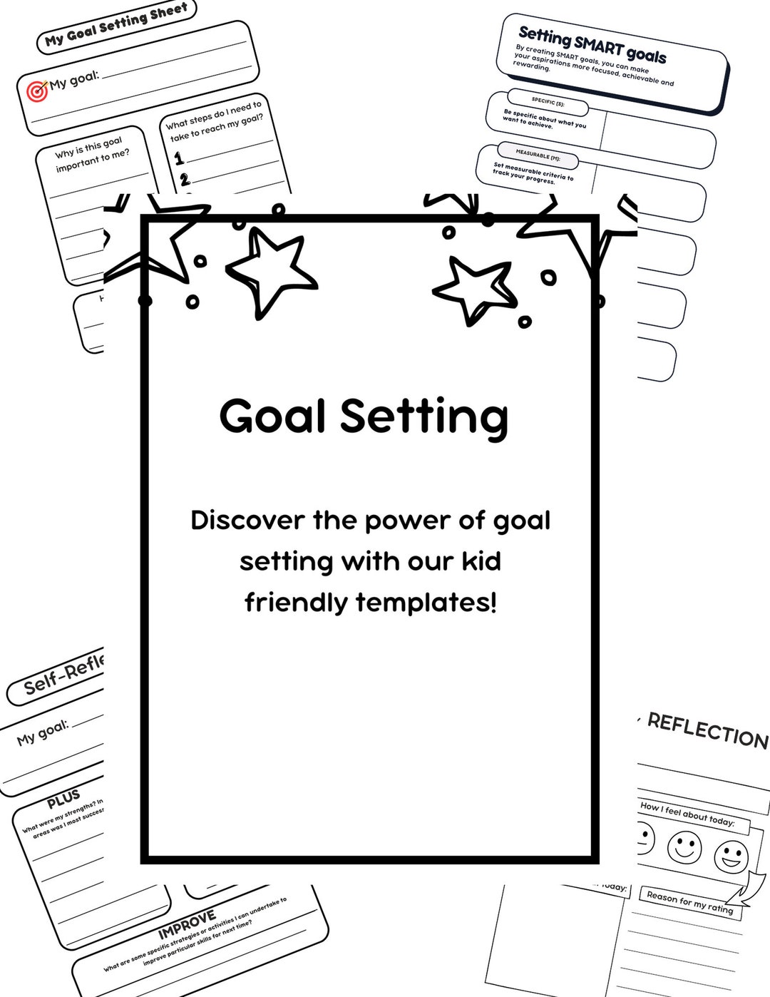 Child Youth Goal Setting, 2024 Goals Tracker, SMART Goal Setting Kit