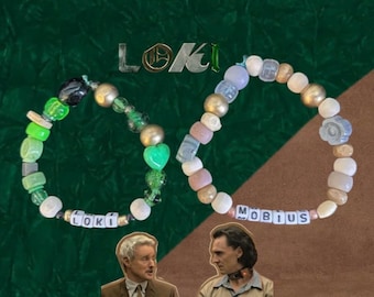 Conjunto de pulseras a juego de Loki y Mobius / Joyería con temática de fans y Marvel