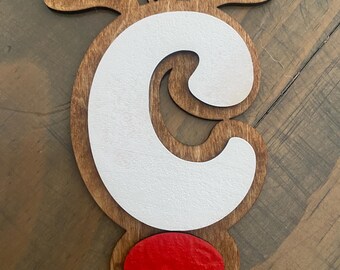 Adorno de reno con letras / Adorno personalizado de carpintería
