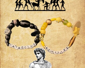 Conjunto de pulseras a juego de Aquiles y Patroclo / Joyería con temática de abanico