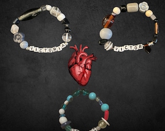 Juego de pulseras de la novia cadáver / Pulseras de Halloween / Pulseras para parejas