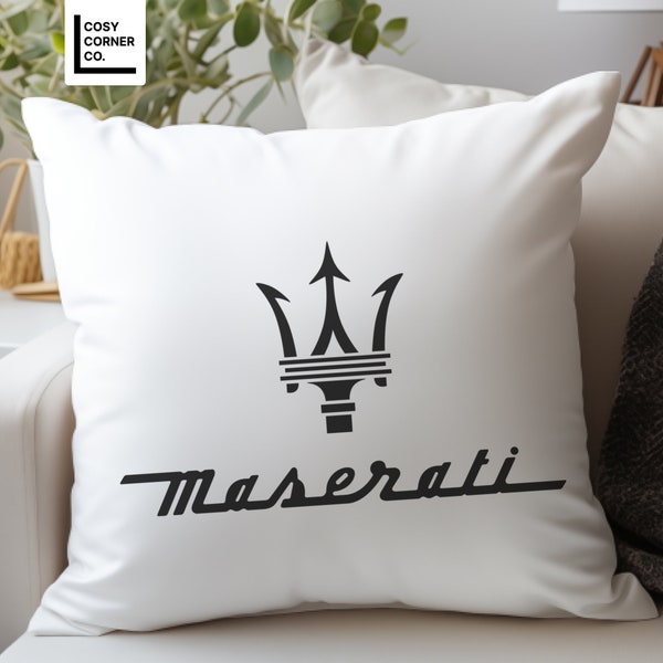 Maserati Trident Logo Cushion Cover | Classic Car Pillow Cover | Car Cushion Cover | Home Décor