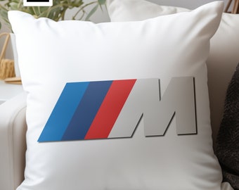 Housse de coussin logo BMW M / Motorsport | Housse de coussin de voiture | Housse de coussin BMW | Décoration d'intérieur | Cadeau BMW