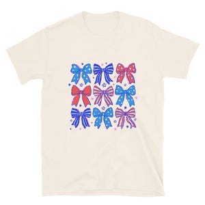 Red White and Blue Bows || Short-Sleeve Unisex T-Shirt || 4th of July, July Fourth, USA, Independence Day