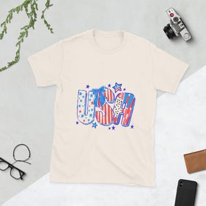 USA Coquette, Stars & Stripes || Kurzärmeliges Unisex-T-Shirt || 4.Juli, 4.Juli, USA, Unabhängigkeitstag
