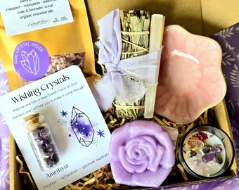 Love Box Verwöhn-Set mit Liebe Kerze Kristall Geschenk-Box Badezimmer Dekor Kerze Bad-Set Box Geschenk Seife Handmade Frau Geschenk personalisierte Geschenk