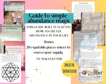 Überfluss Zauberführer Buch der magischen Manifestation Zauberkerzenmagie druckbare Seiteneinlagen Lernmaterial für Kristallmagie-Buchgeschenk