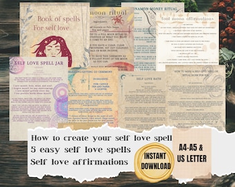 Self Love Printable Witch Spell Book For Baby Witch PDF Book Junk Journal Printable Self Love Spell For Self Care Journal Vintage Book Goth