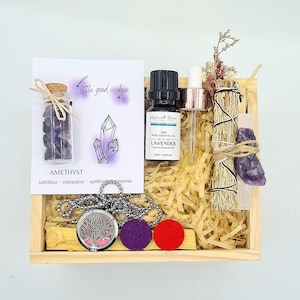 Essential Oils Gift Set Smudge Stick Kit for Healing Gift Palo Santo Stick Organic Vegan Gift Box Essential Oil Diffuser Oil Crystal Healing