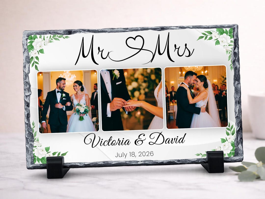 Personalized Wedding Photo Slate, Custom Photo Rock Stone Gift ...