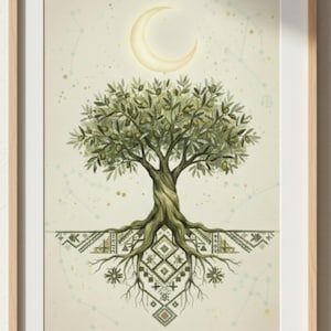 Olijfboom des levens, Palestijnse wortels, boho spiritueel decor (digitale download)