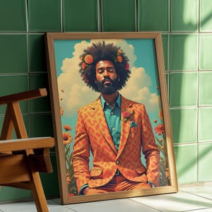 Black Man Portrait Art Wall Decor Living Room Display Ideas  Home Decoration Print Digital Download afrocentrism wall art Afrocentric Art