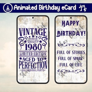 Happy Birthday Animated E-Card | Digital Greeting Card  | Birthday Video Card | Instant Download | MP4 Animated Musical Birthday Card 1980