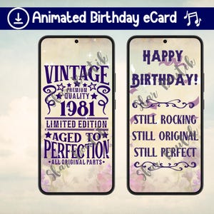Happy Birthday Animated E-Card | Digital Greeting Card  | Birthday Video Card | Instant Download | MP4 Animated Musical Birthday Card 1981