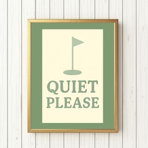 Vintage Golf Nursery Art: Retro &#39;Quiet Please&#39; Poster Digital Download