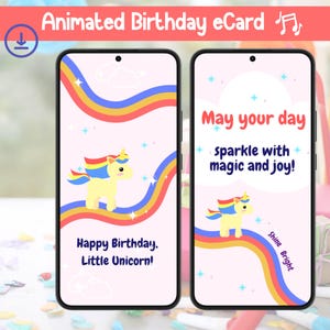 Virtual Happy Birthday Digital Animated E-Card with sound | Greeting Card  | Birthday Video Card | Instant Download | Musical Birthday Card