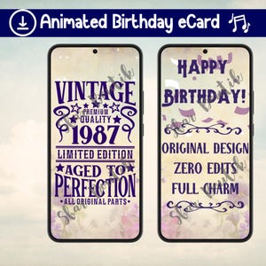 Happy Birthday Animated E-Card | Digital Greeting Card  | Birthday Video Card | Instant Download | MP4 Animated Musical Birthday Card 1987