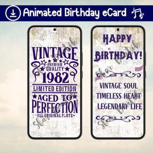 Happy Birthday Animated E-Card | Digital Greeting Card  | Birthday Video Card | Instant Download | MP4 Animated Musical Birthday Card 1982