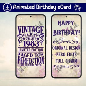 Happy Birthday Animated E-Card | Digital Greeting Card  | Birthday Video Card | Instant Download | MP4 Animated Musical Birthday Card 1983