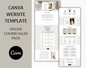 Website template Canva Course sales page template, Landing page Canva template, Course creator website design, Business template Maketing