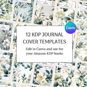 KDP journal cover, 6x9 KDP journal template, kdp cover 8.5x11, kdp Canva template, kdp paperback cover, kdp floral cover, KDP template cover
