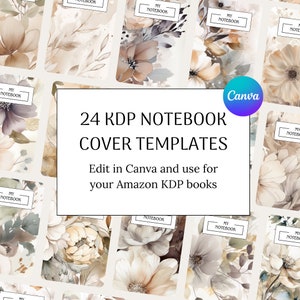 24 KDP book cover templates, KDP template 6x9, kdp cover 8.5x11, KDP Canva template notebook cover, kdp paperback cover, book cover design