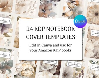 24 KDP book cover templates, KDP template 6x9, kdp cover 8.5x11, KDP Canva template notebook cover, kdp paperback cover, book cover design