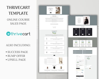 Thrivecart-sjabloon Cursusverkooppagina, verkooptrechter voor kleine bedrijven, afrekenpagina, online cursuslancering, sjabloon voor online zakelijke website