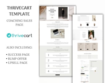 Thrivecart template Coaching sales page, Sales funnel Checkout template, Website template Small business Checkout page, Thrivecart funnel