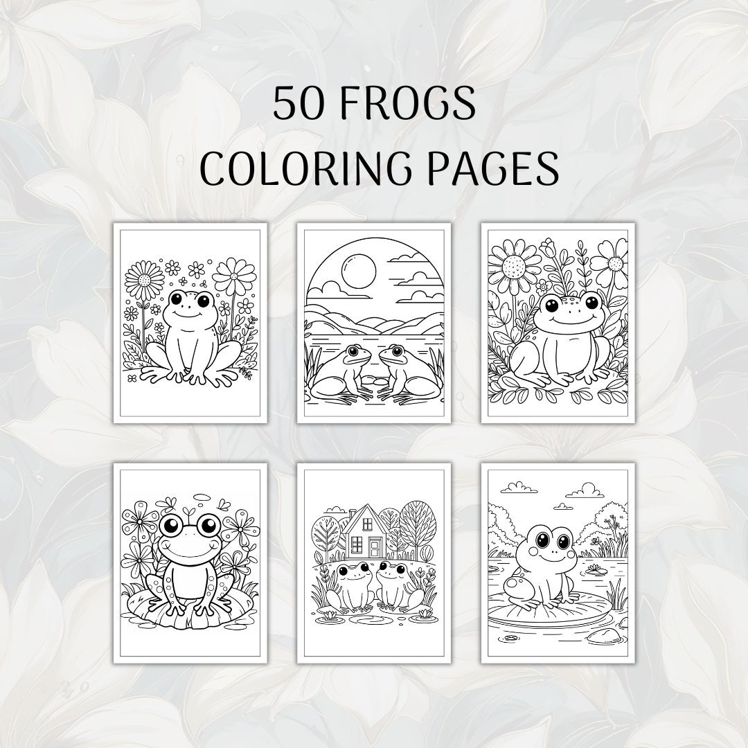 Cute Frog Coloring Pages, Adult Coloring Book, KDP Interior Kids ...