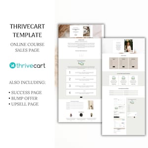 Thrivecart テンプレート コース販売ページ、セールス ファネル チェックアウト テンプレート、Web サイト テンプレート オンライン コース 中小企業 チェックアウト ページ