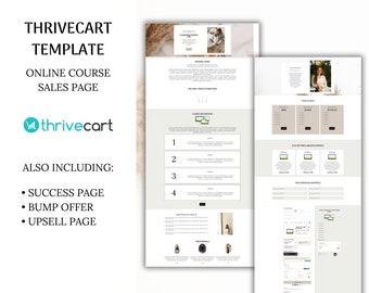 Thrivecart-sjabloon Cursusverkooppagina, Afrekensjabloon voor verkooptrechter, Websitesjabloon voor online cursus voor kleine bedrijven, afrekenpagina