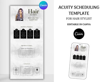 Acuity Scheduling template for Hair stylist, Booking site Acuity template, Website template Canva template, Acuity website banners DIY