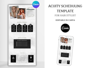 Acuity Scheduling template for Hair stylist, Booking site Acuity template, Website template Canva template, Acuity website banners DIY