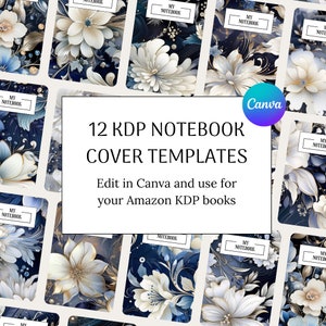 12 KDP book cover templates, KDP template 6x9, kdp cover 8.5x11, KDP Canva template notebook cover, kdp paperback cover, book cover design