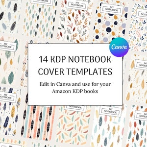 14 KDP book cover templates, KDP template 6x9, kdp cover 8.5x11, KDP Canva template notebook cover, kdp paperback cover, book cover design