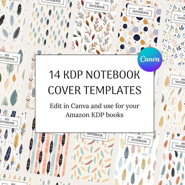 14 KDP book cover templates, KDP template 6x9, kdp cover 8.5x11, KDP Canva template notebook cover, kdp paperback cover, book cover design