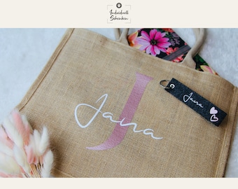 Jute bag personalized gift, bag with name, Easter gift, birthday gift grandma, mom, girlfriend, colleague, JGA, pension, wife