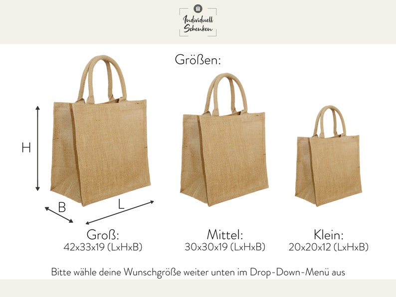 Geschenktasche, Giftbag, Geschenktüte, personalisiert, mit Namen, verschenken, Jute, Geburtstag, Weihnachten, Hochzeit, Rente, Frau, für Sie