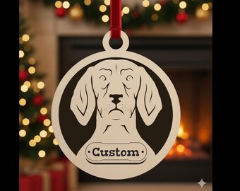 Personalized Coonhound Christmas Ornament – 2-Layer Laser Engraved