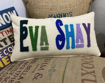 Custom Punch Needle Pillow: Embroidered Linen Pillow Cover