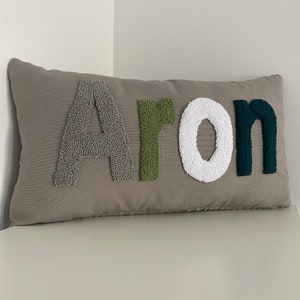 Embroidered Letter Pillow, Personalized Punch Needle Pillow, Newborn Baby Gift Idea, Mom's Day, Baby Room Decor, Nursery Gift, Mom Gift
