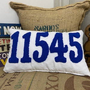 Zip Code Embroidered Pillow Etsy