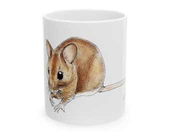 Holz Maus Tasse, Tusche und Aquarell Kunst auf einer Keramik Tasse | Britische Wildtiere | süsse Tasse | Britische Tierkunst