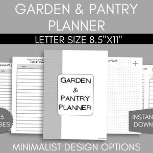 Planejador de Jardim e Despensa | Tamanho Carta 8,5"x11" | PDF para Impressão | Download Instantâneo