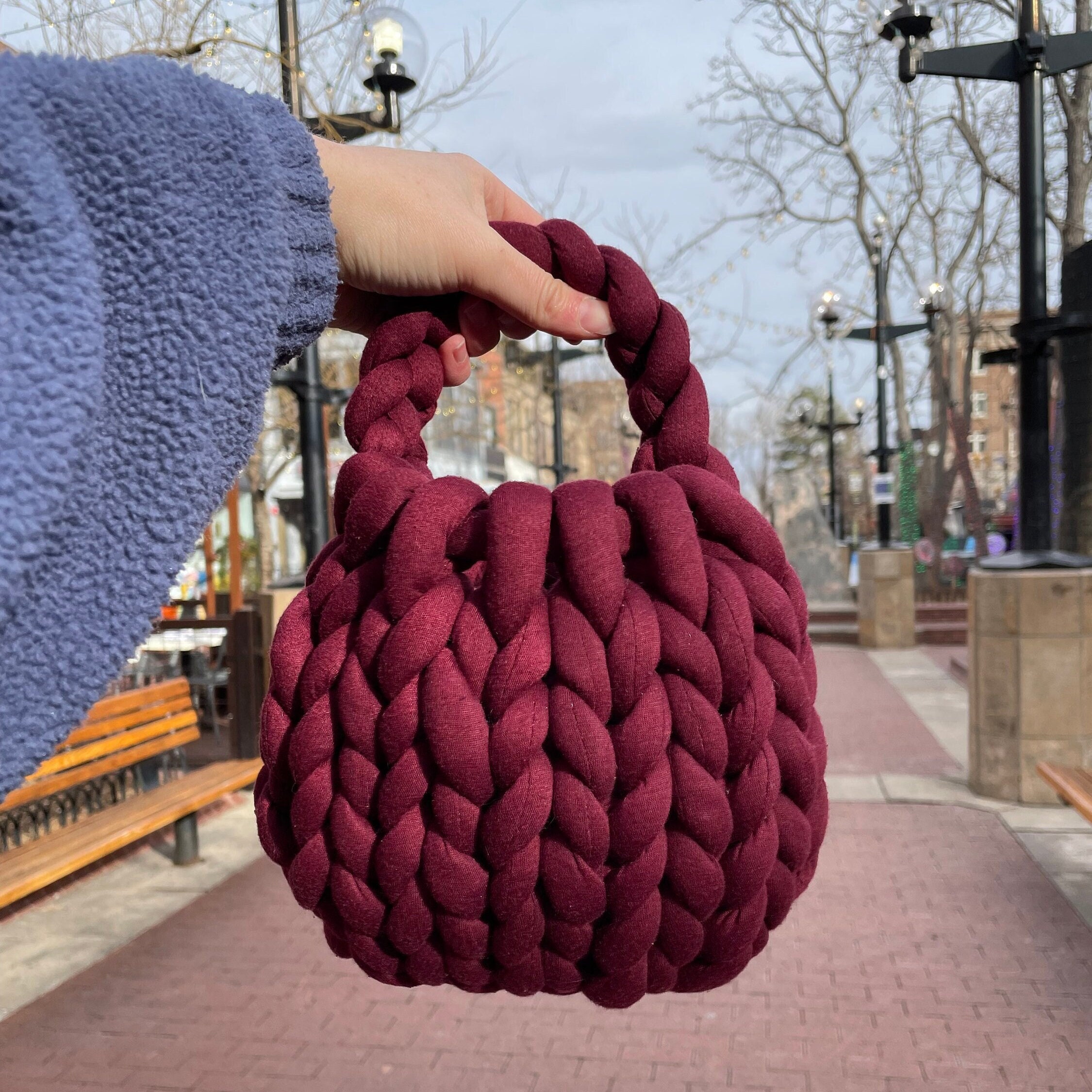 Super Bulky Chunky Yarn Thick diy hand-Knitting bag Soft wool korean woman Giant  Yarn DIY Hand-knit Big Cotton Lady handbag - AliExpress