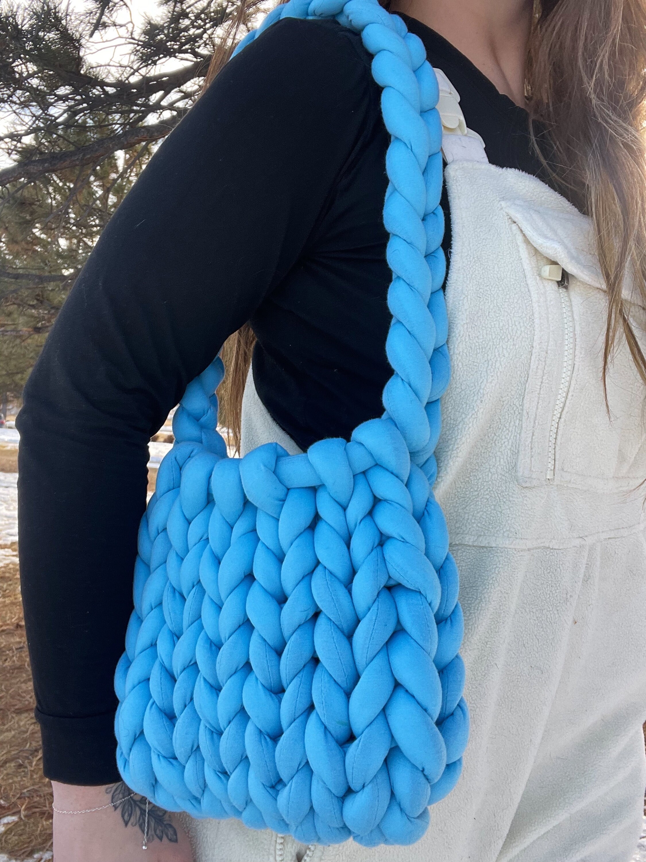 Handmade Chunky Knit Shoulder Bag, Chunky Knit Bag, Crochet