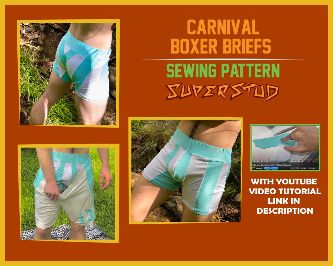 Carnival Boxer Briefs Digital Sewing Pattern W/ **VIDEO TUTORIAL ...