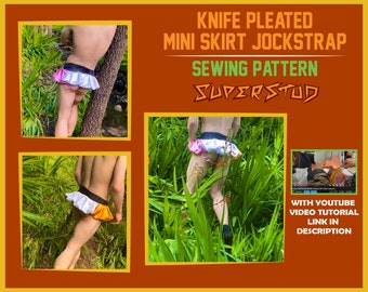 Knife Pleated Mini Skirt Jockstrap Digital Sewing Pattern w/ *VIDEO TUTORIAL* | small- Large Size | Mens Sewing Pattern | Lingerie | Femboy