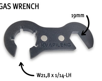 Gas key wrench for Camper Wohnmobil Caravan Grill gas bomb propane 19mm + W21,8 x 1/14-LH, including 2 strong magnets Fia Ducato Adria Hymer